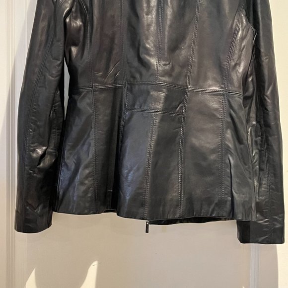 Cole Haan 100% Lambskin Black Leather Jacket - EUC, Size Medium - Picture 10 of 11
